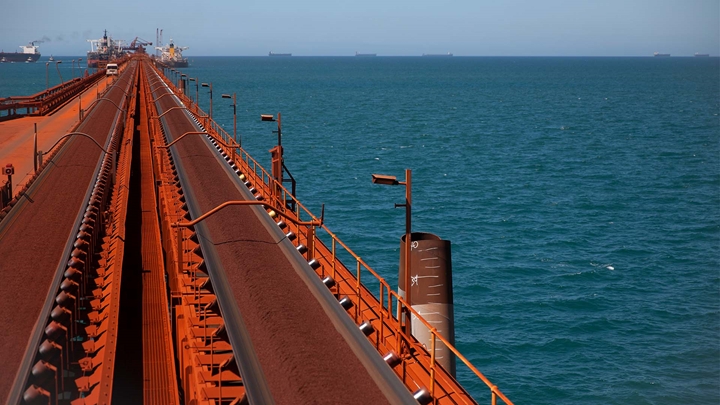 Conveyor running along the export facility at Cape Lambert Ports