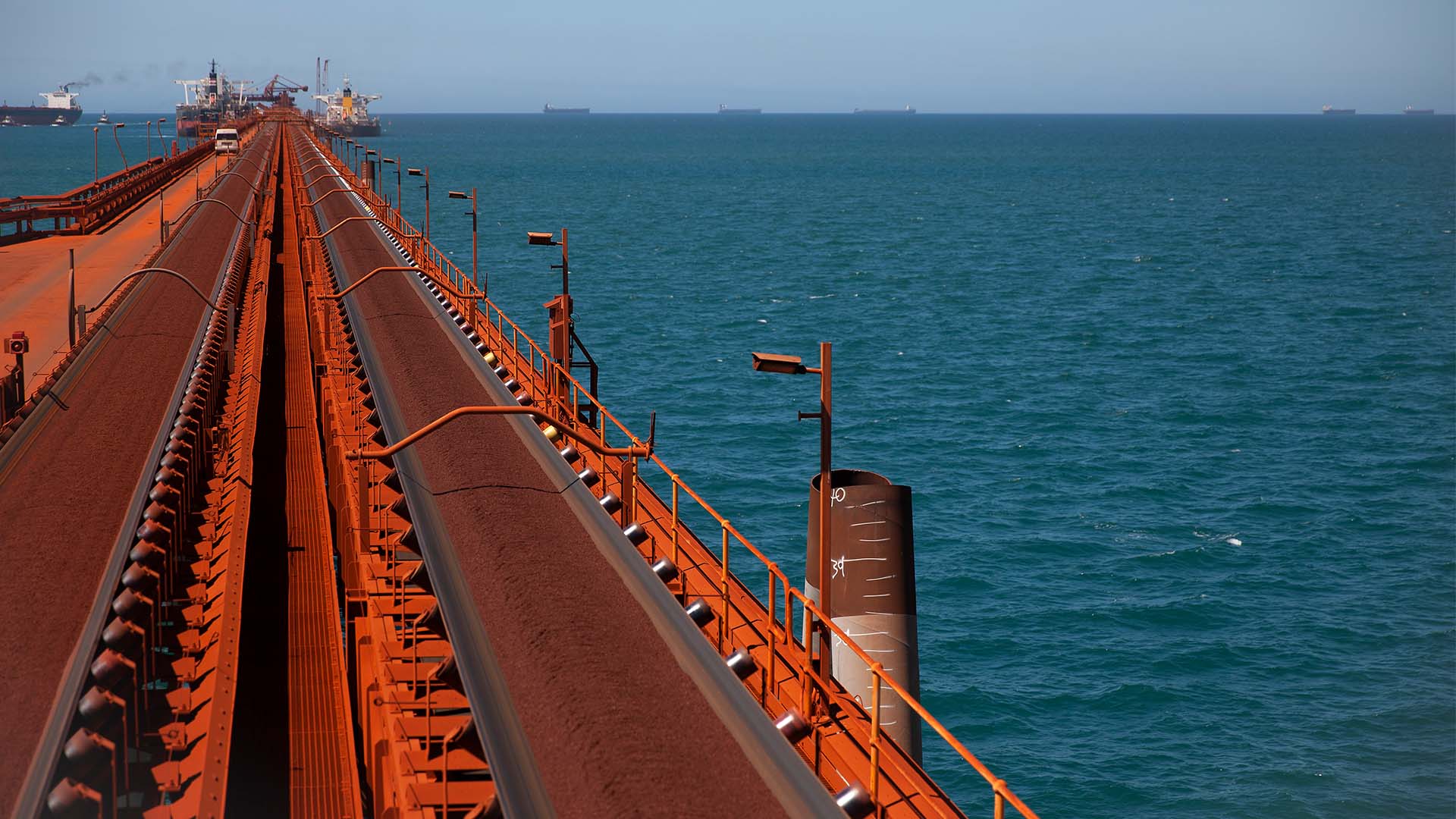 Conveyor running along the export facility at Cape Lambert Ports