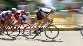 Cyclists racing on the road