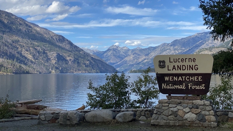Lucerne landing boat launch dock on Lake Chelan in Washington State, the access point for Holden Village, a Lutheran retreat center that neighbours the former Holden mine site.