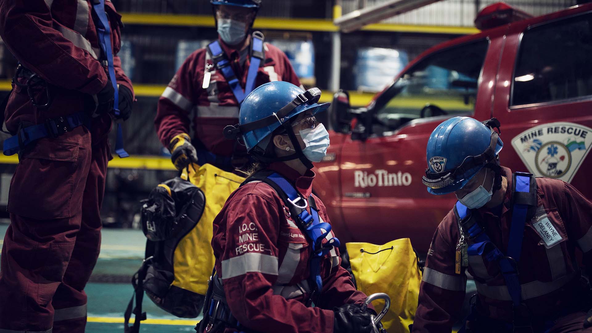 Emergency Response Team members in training at IOC Operations Labrador City, NL Canada
