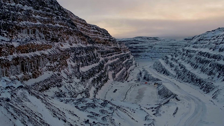 Snow covered pit at IOC Operations in Labrador City, NL Canada