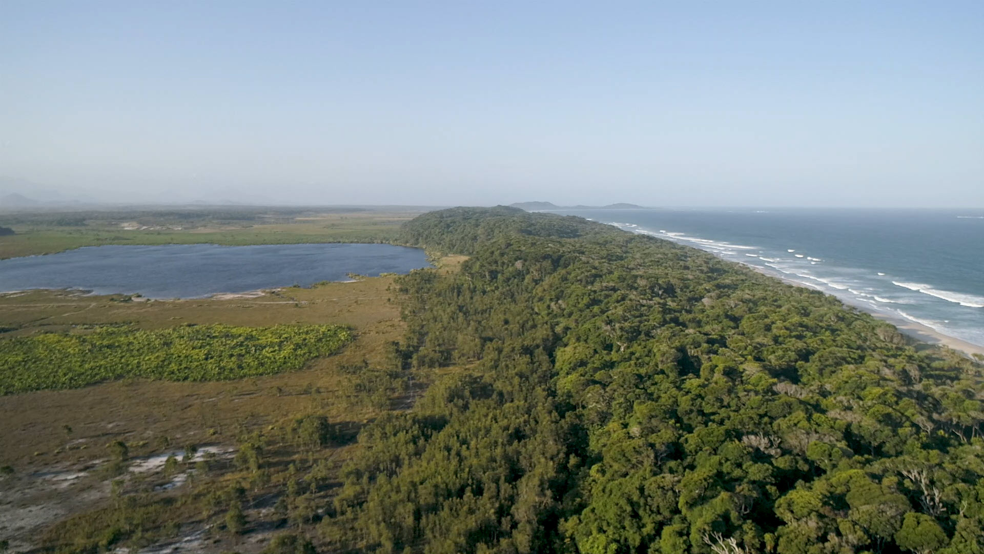Aerial shot of a coastline