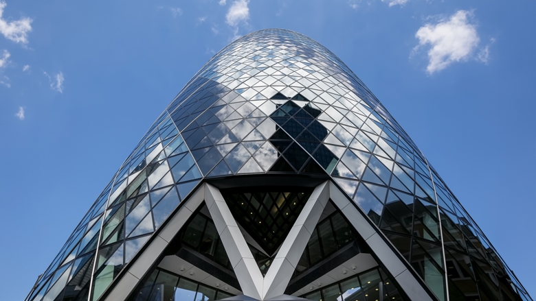 Aluminium makes up the frame and cladding of The Gherkin in London in England.