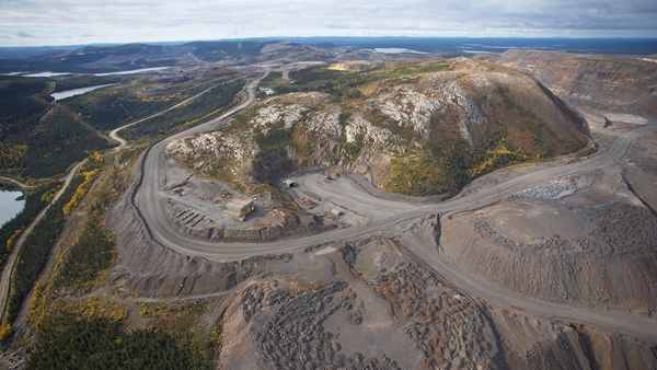 A distant view of a pocket of Luce Pit, IOC, Labrador City 